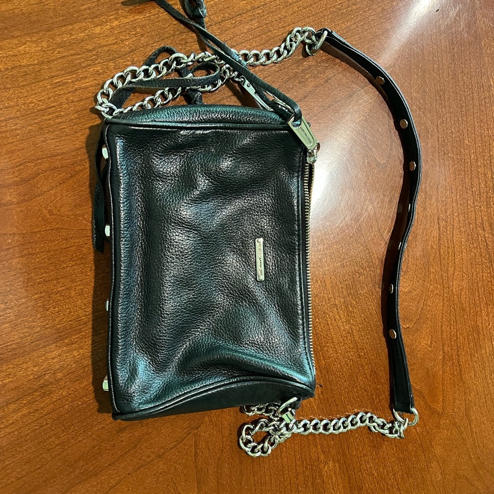 Rebecca Minkoff Black Leather Crossbody Bag with Chain Strap
